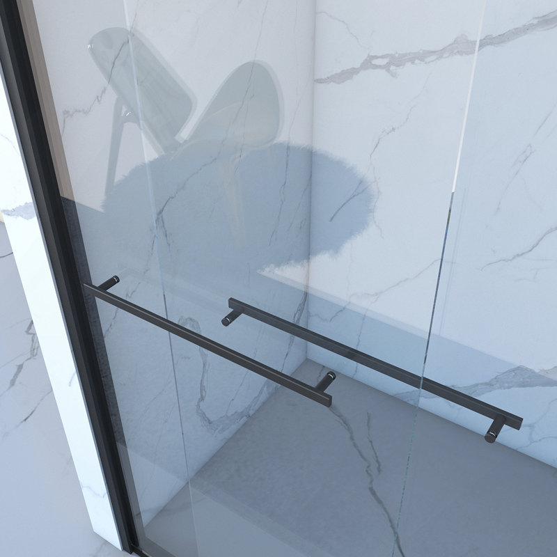 56-60"x70" Aluminum Frame Double Sliding Shower Door,Bypass Bathroom Sliding Door with Premium 5/16" (8mm) Clear Tempered Glass, Black Hardware Sliding Glass Shower Enclosure,Matte Black Finished
