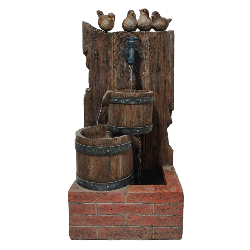 Fontaine à oiseaux et barils avec pompe écoénergétique