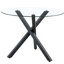 Table de salle à manger ronde en verre: 39 po de diamètre, 30 po de hauteur, structure en métal en forme de X, parfaite pour la salle à manger, la cuisine et les petits espaces, élégante et fonctionnelle.