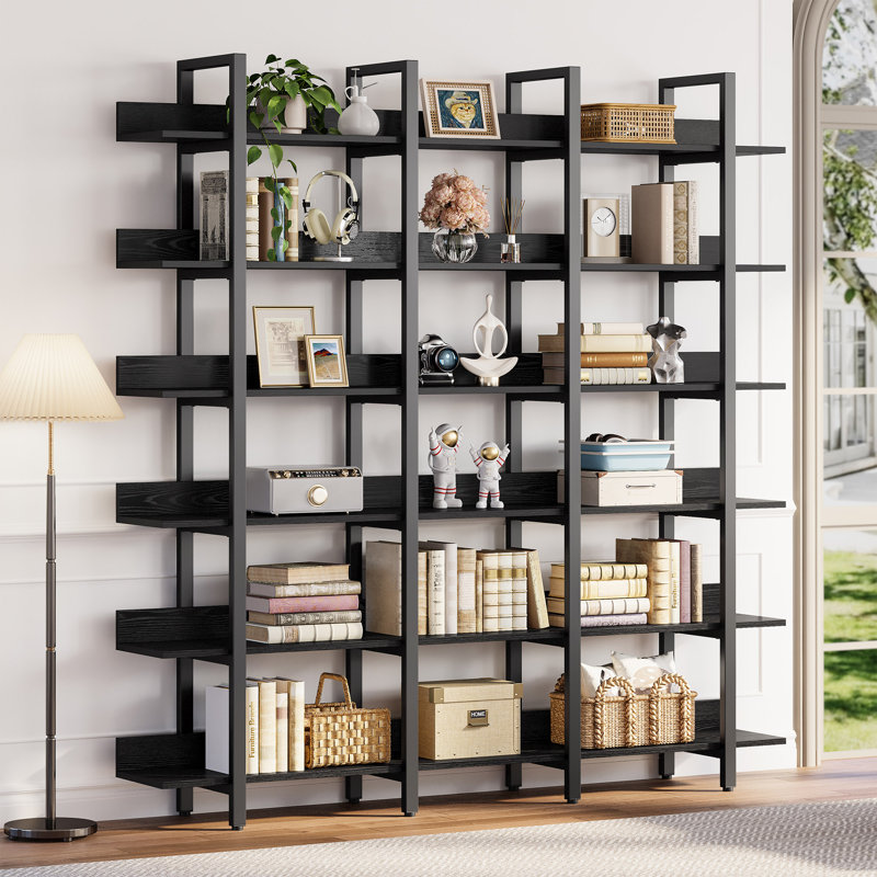 72.8"H x 70.9"W Bookshelf With Large Open Display Shelves, 6 Tiers Bookcase With Metal Frame, Tall Bookcase For Living Room, Home Office