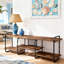 Meuble télé rustique avec tablettes ouvertes à 3 niveaux, console multimédia de style rétro en bois avec structure en métal robuste, facile à assembler pour le salon et la chambre à coucher