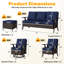 Ensemble 7 pièces d'extérieur en osier de patio avec canapé 3 places, 4 chaises, 2 repose-pieds et coussin bleu-1287710163-1287710160