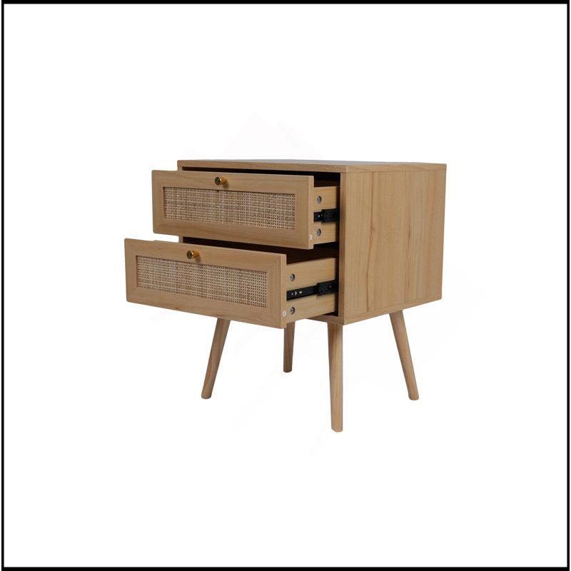 Tissé 2 tiroirs, table de chevet, quatre pieds hauts