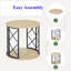 Table de bout ronde moderne avec tablette de rangement ouverte, structure en métal avec plateau en bois, table d'appoint facile à assembler pour le salon, la chambre à coucher et le bureau - P 21,7 po x H 19,6 po