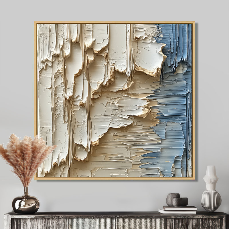 Okka, lumière ascendante des vagues de la crème, art mural abstrait sur toile transitionnelle moderne III, H 36 po x l 36 po