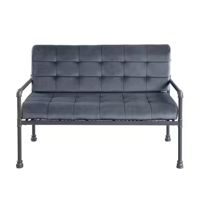  Causeuse en velours gris 51 po