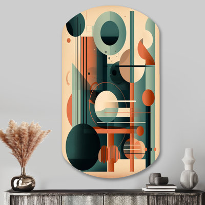 Orange And Green Mid Century Momentum IV - Midcentury Modern Irregular Shape Metal Wall Art, Orange Asymmetrical Metal Art Print