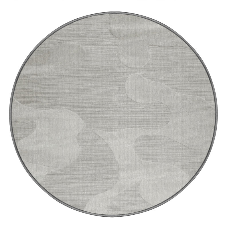 Machine Washable Abstract Gray Area Rug, Round 8'