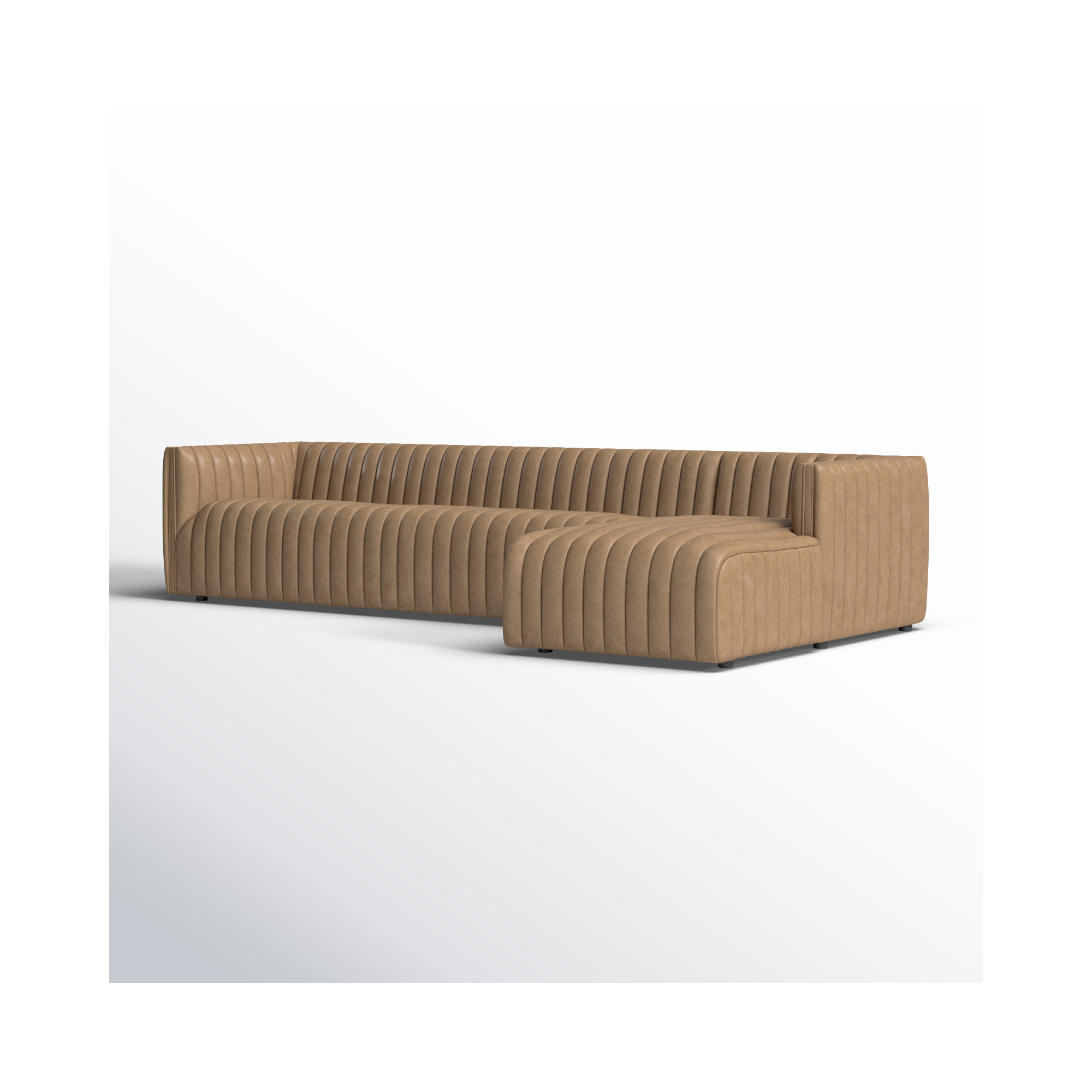 Brandt Upholstered Chaise L-Sectional, 26.5" H x 126" W x 64" D, Palermo Drift Top Grain Leather, Right Hand Facing