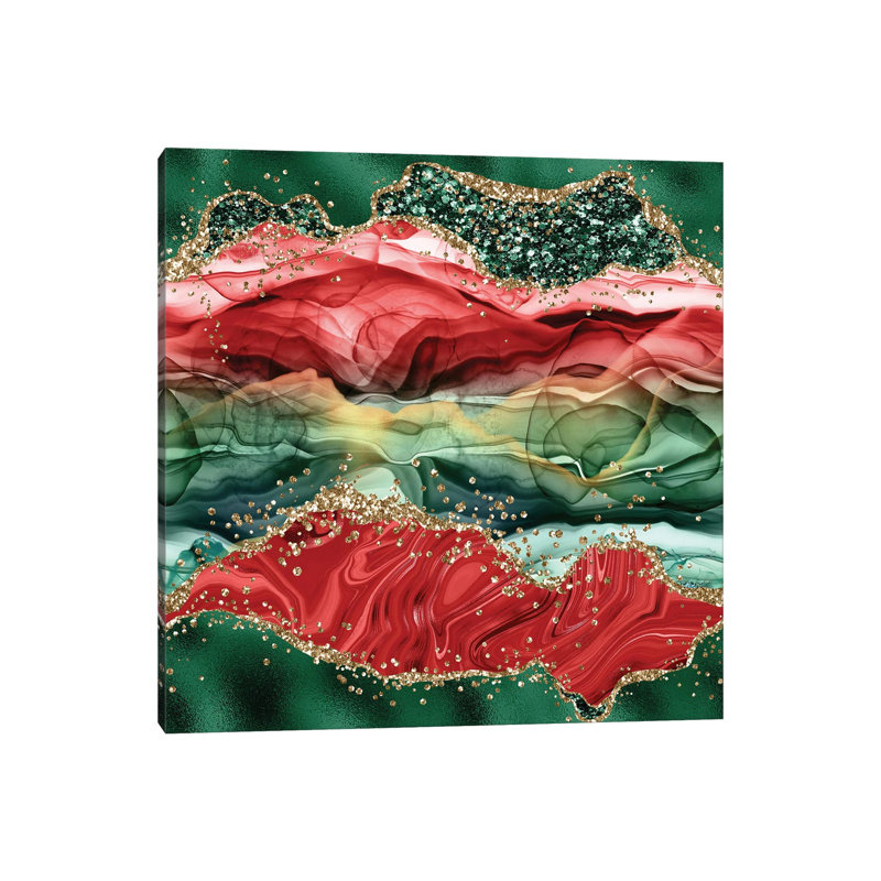 «Christmas Glitter Agate Texture IV», reproduction d'art sur toile tendue, H 26 po x l 26 po, Toile tendue, Ne s’applique pas