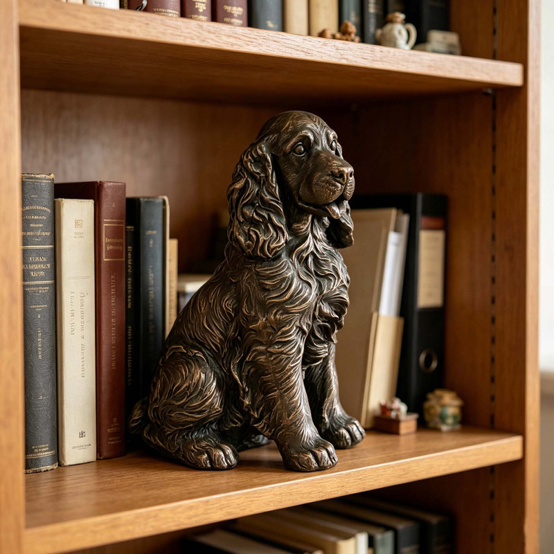 Statue réaliste de cocker spaniel assis pour la décoration extérieure de la maison
