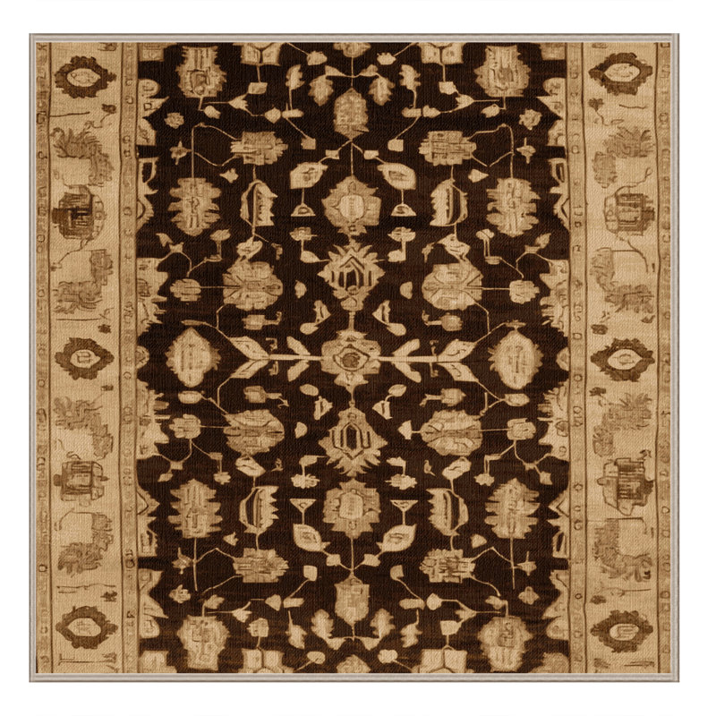 Tapis brun lavable à la machine, Carré 7 pi