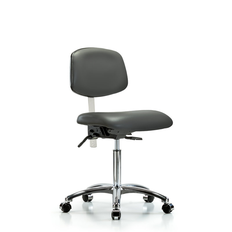 Dilann Vinyl Task Chair, Dark Gray, Casters