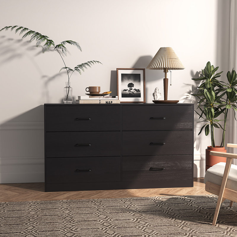Commode 6 tiroirs Cherylène, Noir