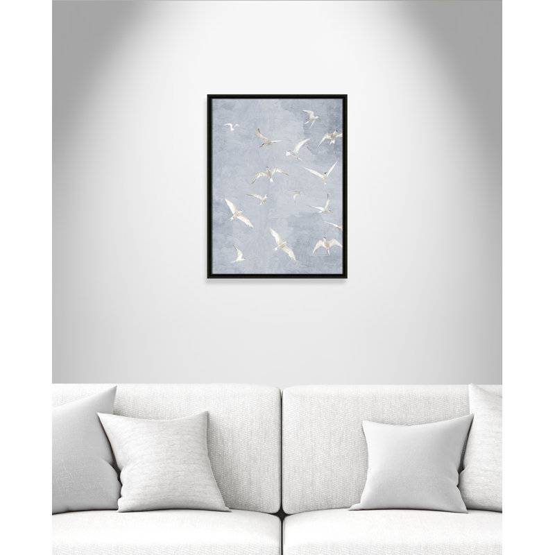 «Flight Flight», impression grise par Kimberly Allen, L 19,5 po x H 25,5 po, Flottant espresso