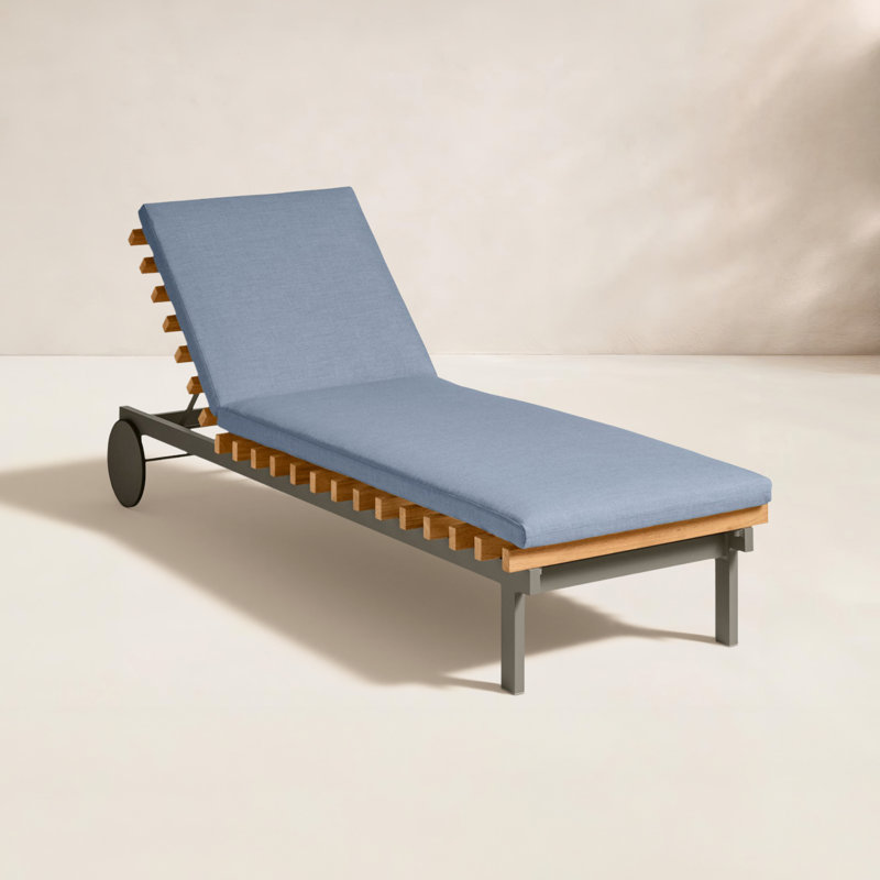 Perch Outdoor Teak Chaise Lounge, Toohey Charcoal, Charcoal