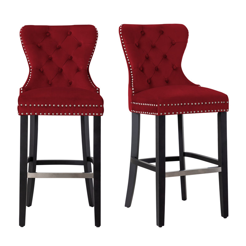 Tabouret de bar et de comptoir Kirsten, Tabouret de bar (siège d'une hauteur de 29 po), Noir, Rouge