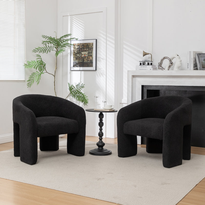 Amala Upholstered Barrel Chair, Black