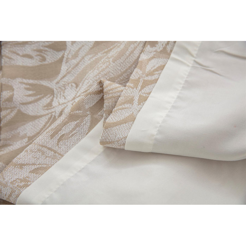Zamora Chenille Jacquard Ring Top Curtains Pair, 168cm Width x 183cm Drop, Cream
