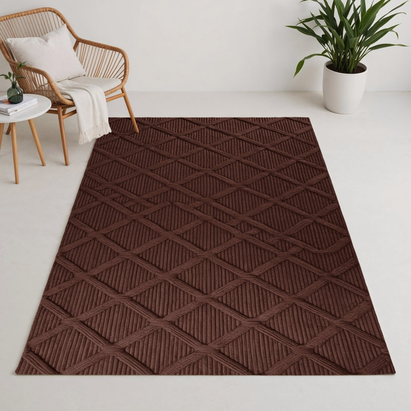 Tapis noir intérieur et extérieur Trellis, Rectangle 5 pi x 7 pi
