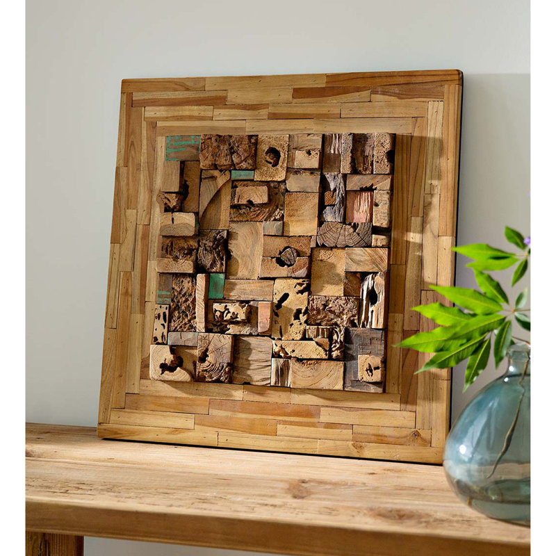 Rustic Abstract Wall Decor on Solid Wood