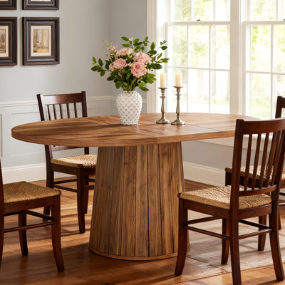 55 Inch Oval Dining Table With Wood Base For Dining Room, Kitchen by Millwood Pines