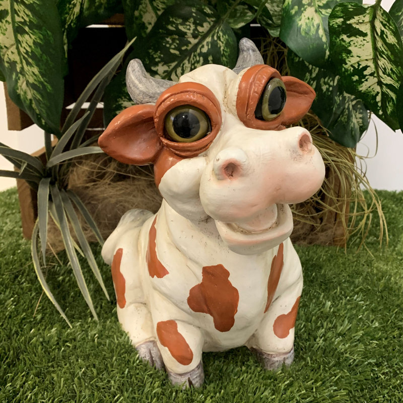Statue de jardin fantaisiste Country Harvey, H 10,5 po x l 8,5 po x P 8,5 po, 2, Brun / Blanc