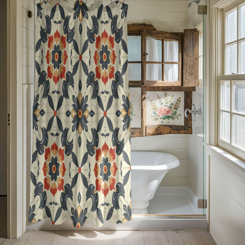 Nostalgic Tile - Premium Shower Curtain, 74"H x 71"W