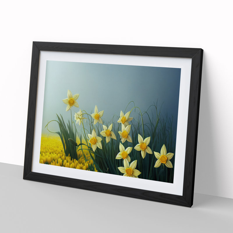 Showstopping Daffodil Flowers - Framed Print, Black, 46cm H x 64cm W x 2cm D