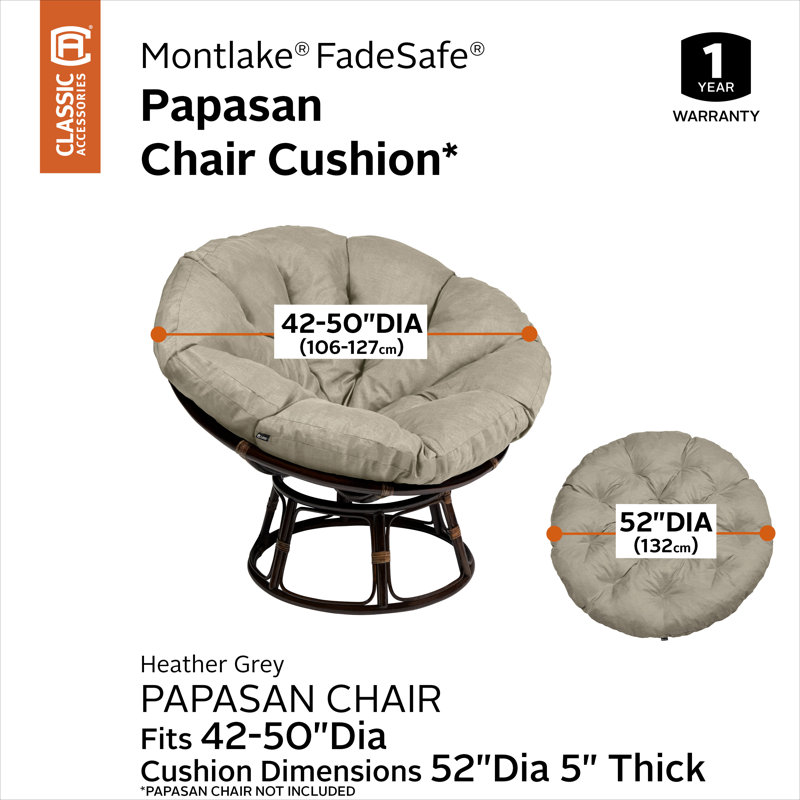 Montlake Outdoor 5'' Papasan Seat Cushion, Heather Gray