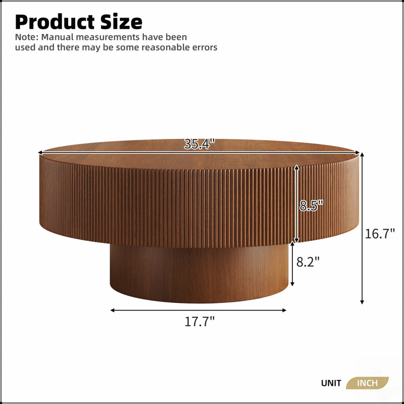 Table basse élégante Elegant Easy, 16.7" H x 35.4" W x 35.4" D, Brown / Walnut