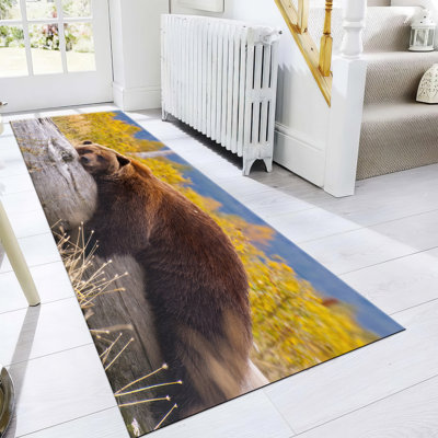 Chic Non-Woven Thin Type Printed Rug Featuring a Striking Geometric Design and Rich Color Palette for a Stylish Touch in Any Home Decor Setting