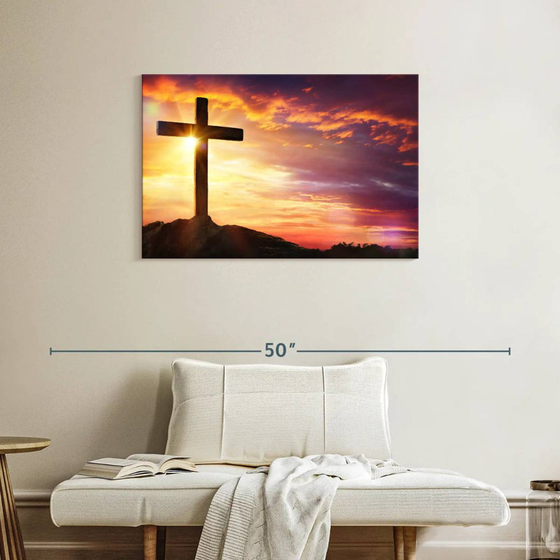 Adella Sunset With Cross, 24" H x 36" W