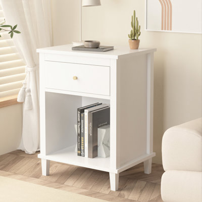 Table de chevet en bois de 26,77 po de hauteur avec un tiroir et une tablette pour enfants, adultes