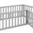 Wooden Floor Bed Frame With Fence and Door-491326514-491326519
