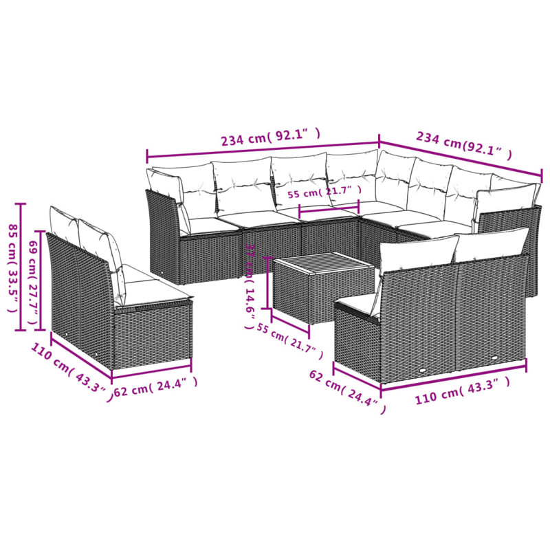 Ensemble de canapé de jardin Vidaxl