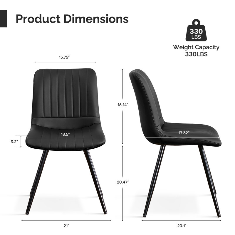 Upholstered Faux Leather Dining Chair, Black