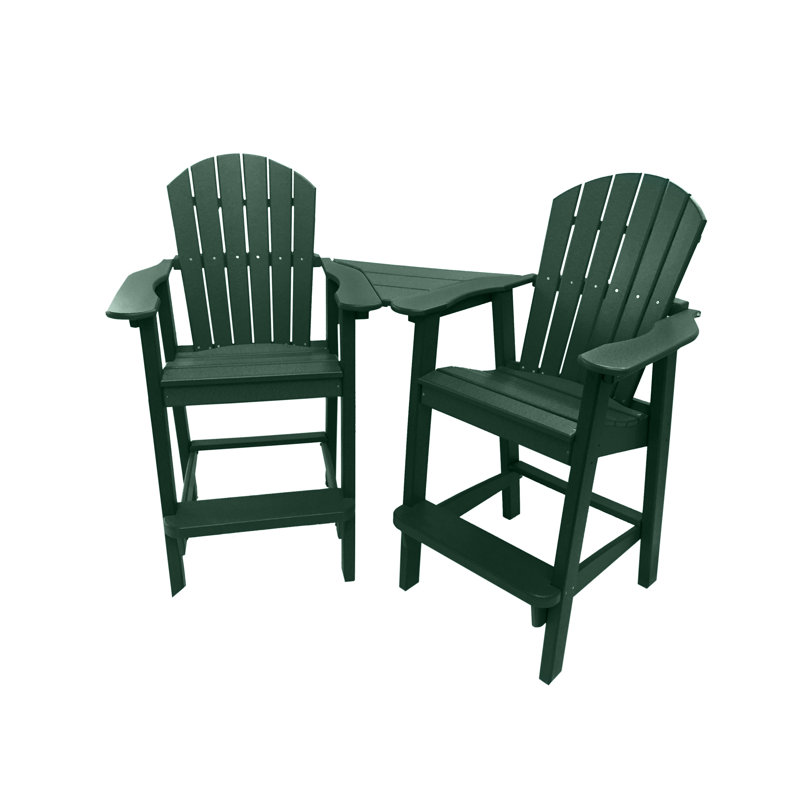 Ansel Tall Adirondack Chairs with Table - Poly Outdoor Furniture, Green
