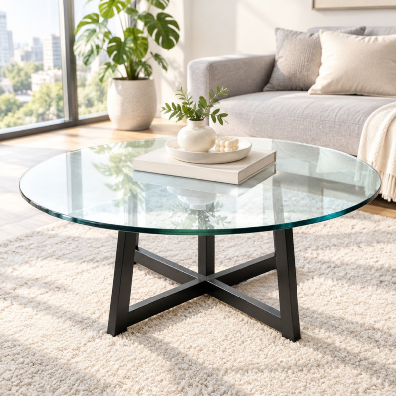 Plateau de table en verre trempé
