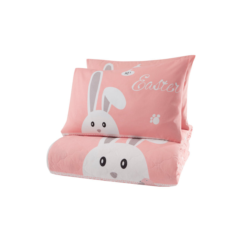 Couvre-lit matelassé luxueux très grand, 76 x 80, 100% coton Ranforce, lavable à la machine | Rose doux, gris et blanc, 320 g / m² pour un confort ultime | Parfait pour un décor de chambre à coucher élégant et un sommeil douillet