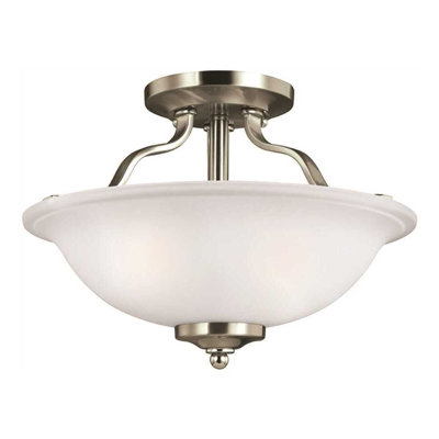 86EE1E9DA40048A0B187FE6DACDF3595 Traditional Brushed NICKEL Emmons Two Light Semi-Flush Mount