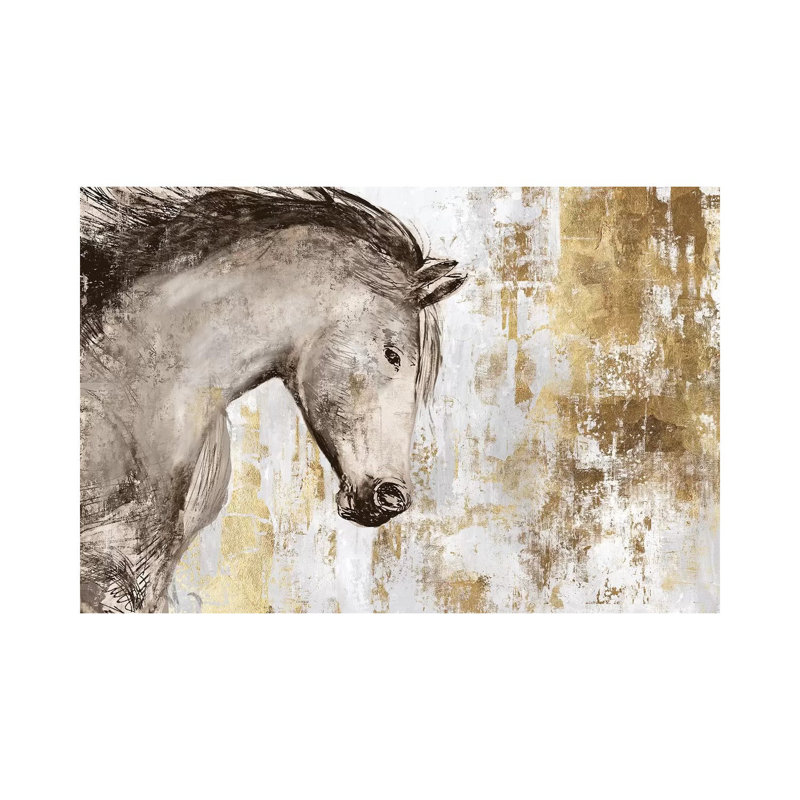 Equestrian Gold V by PI Galerie - Wrapped Canvas Painting, 20.32 cm H x 30.48 cm W