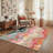 Verdalia Boho Floral Machine Washable Beige / Pink / Green / Blue Indoor Area Rug with Non-Slip Backing-128992665