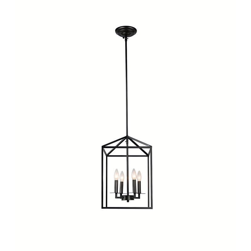 Lustre à cage ouverte en métal noir 18 lumières 4 pouces
