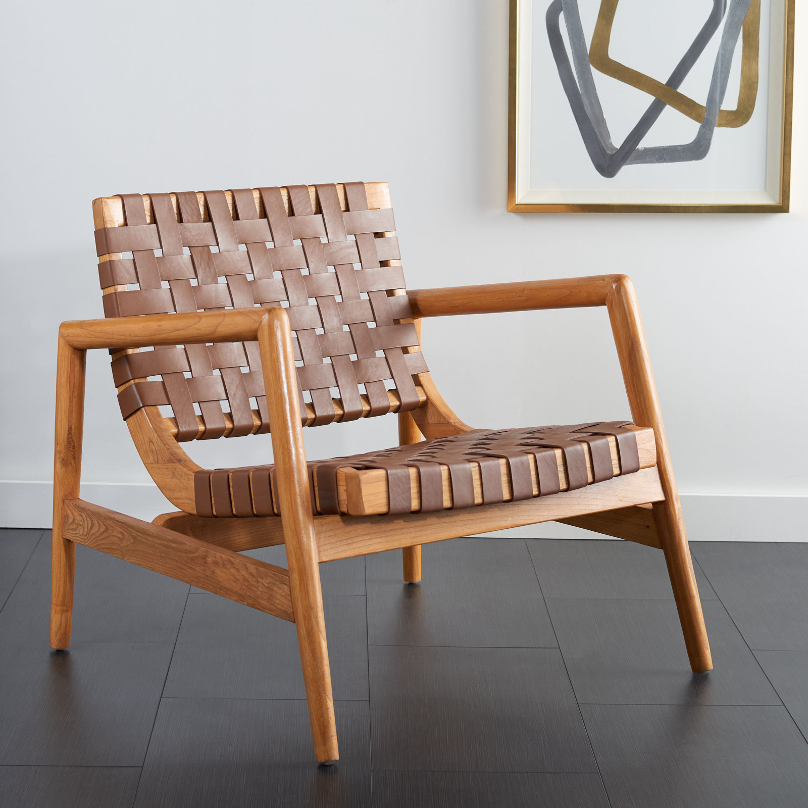 Warbler Cedar Genuine Leather Side Chair, Brown
