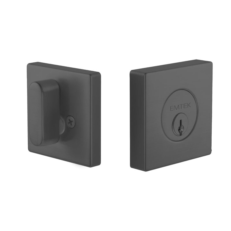 Pêne dormant à cylindre simple Expressions par Emtek, rainure Kwikset, noir mat, Matte Black