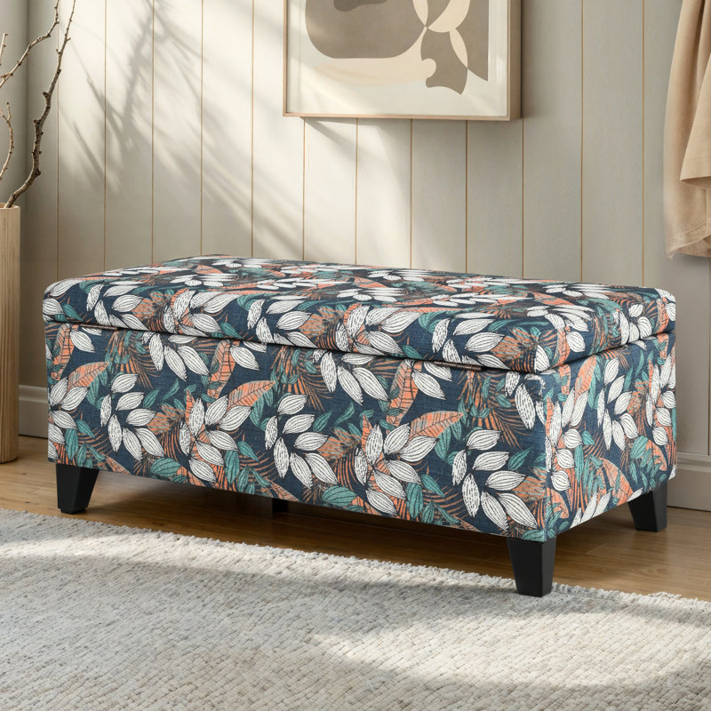 Avec un motif floral pour plus de rangement, rembourré, conception à dessus rabattable, chambre idéale, rangement et sièges en forme de fleur de 19 largeurs, tissu 100%, charnières douces, bureau approprié, poids de 35,96 lb.
