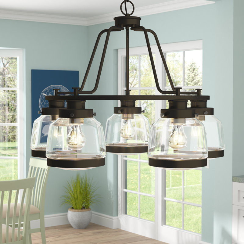 Lupe 5 - Light Dimmable Wagon Wheel Chandelier, Antique Bronze