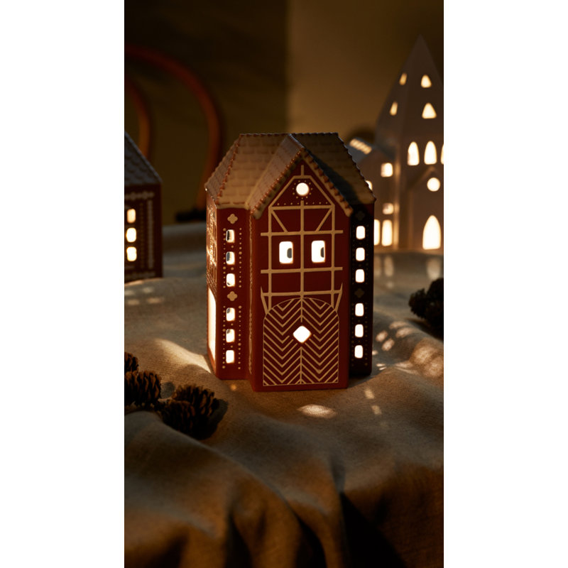Gingerbread 6.7" Stoneware Tabletop Lantern