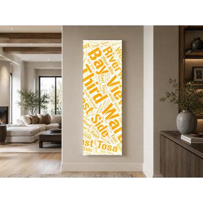Milwaukee Neighborhoods Word Art — Orange — Canvas Wall Art
